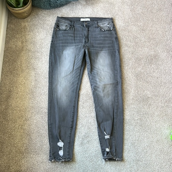 KANCAN Size 30 with 29” inseam distressed skinny jeans Gray stretcc - Picture 11 of 11